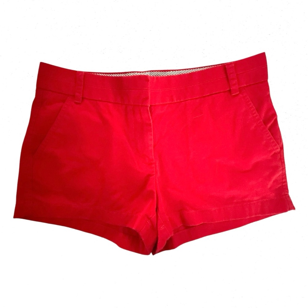 J. Crew Chino Shorts Women's 6 Summer Nautical Coastal Beach Red Flat Front